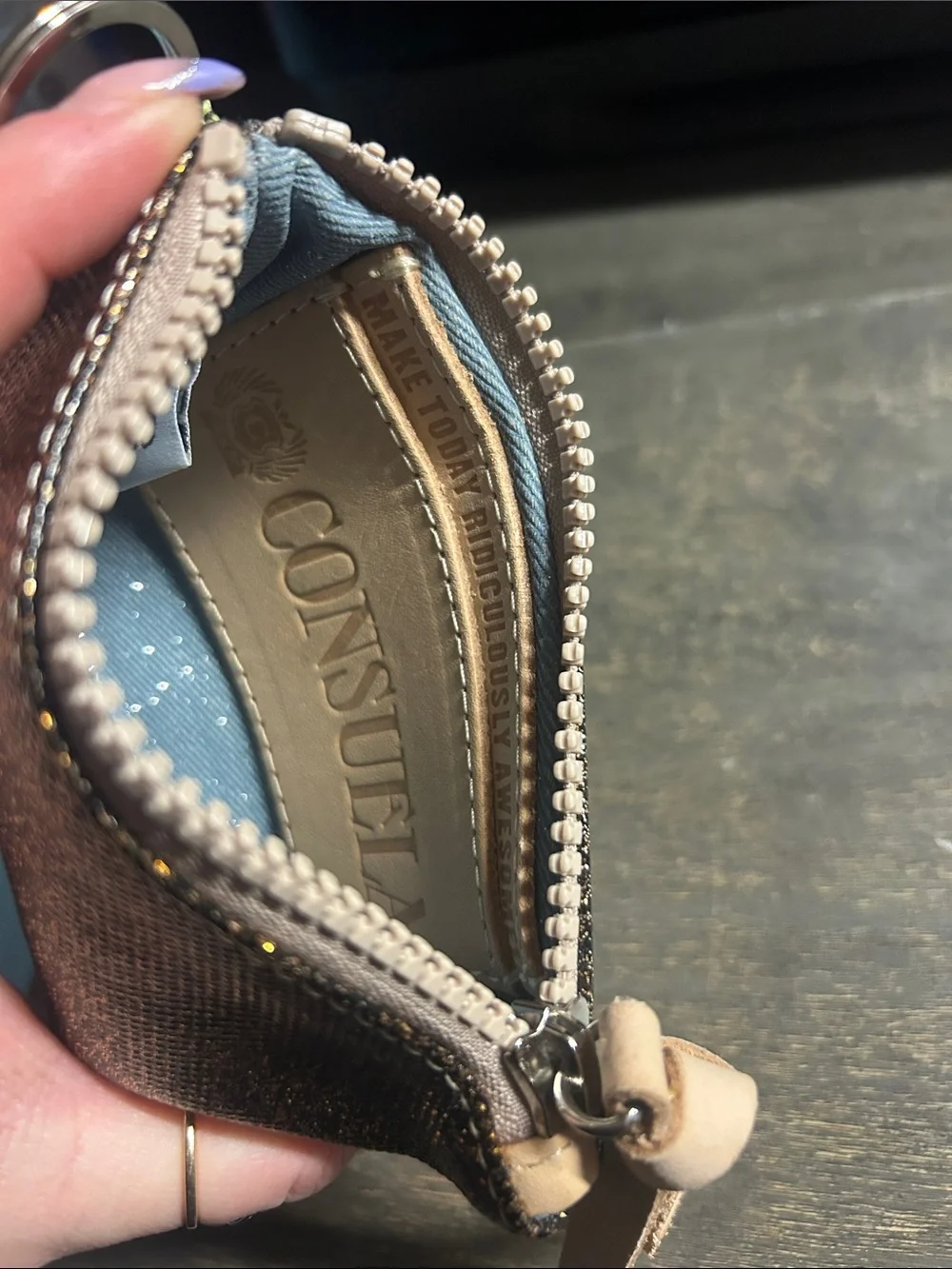 Consuela Emery Pouch - Bronze Metallic Glittery